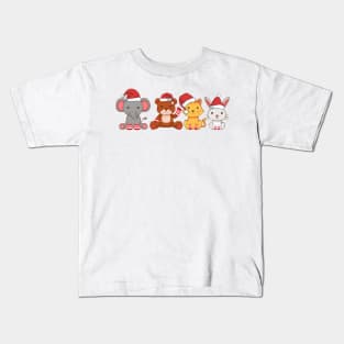 Pets With Santa Hats Christmas Kids T-Shirt